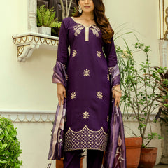Viscose Chanderi With Embroidery Top Bottom Suit Set
