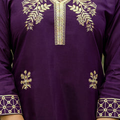Viscose Chanderi With Embroidery Top Bottom Suit Set