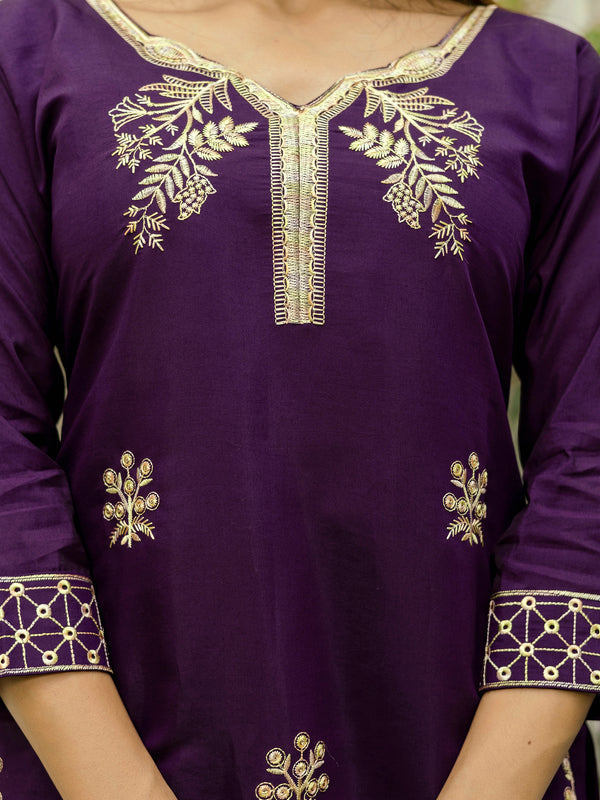 Viscose Chanderi With Embroidery Top Bottom Suit Set