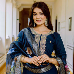 Viscose Chanderi With Embroidery Top Bottom Suit Set