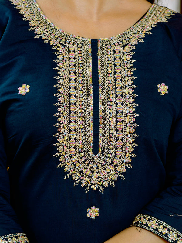 Viscose Chanderi With Embroidery Top Bottom Suit Set