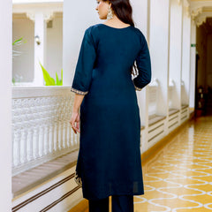 Viscose Chanderi With Embroidery Top Bottom Suit Set