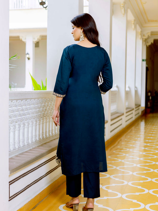 Viscose Chanderi With Embroidery Top Bottom Suit Set