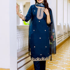Viscose Chanderi With Embroidery Top Bottom Suit Set