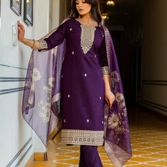 Viscose Chanderi With Embroidery Sharara Suit Set