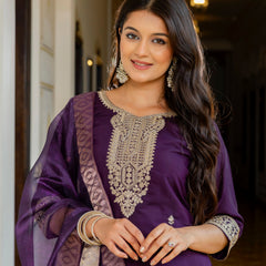 Viscose Chanderi With Embroidery Sharara Suit Set