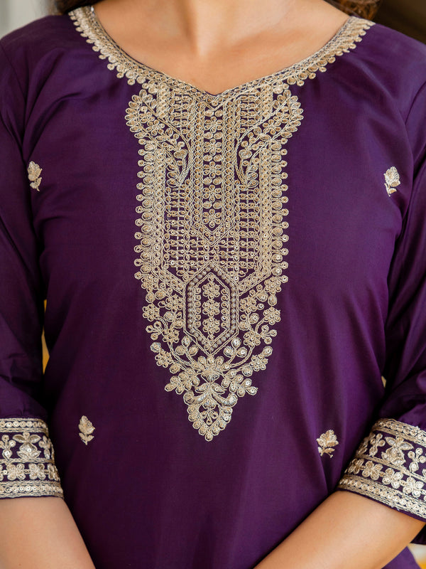 Viscose Chanderi With Embroidery Sharara Suit Set