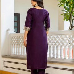 Viscose Chanderi With Embroidery Sharara Suit Set