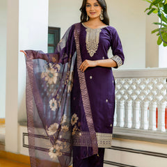 Viscose Chanderi With Embroidery Sharara Suit Set