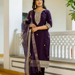 Viscose Chanderi With Embroidery Sharara Suit Set