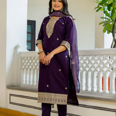 Viscose Chanderi With Embroidery Sharara Suit Set