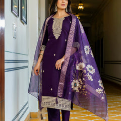 Viscose Chanderi With Embroidery Sharara Suit Set