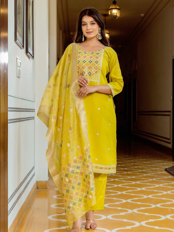 Viscose Chanderi With Embroidery
