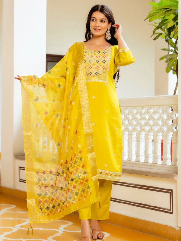 Viscose Chanderi With Embroidery