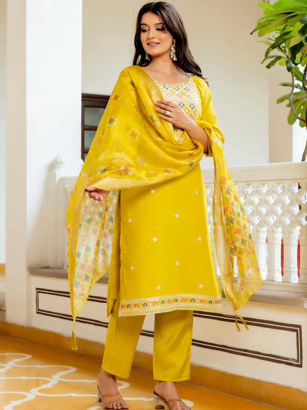 Viscose Chanderi With Embroidery