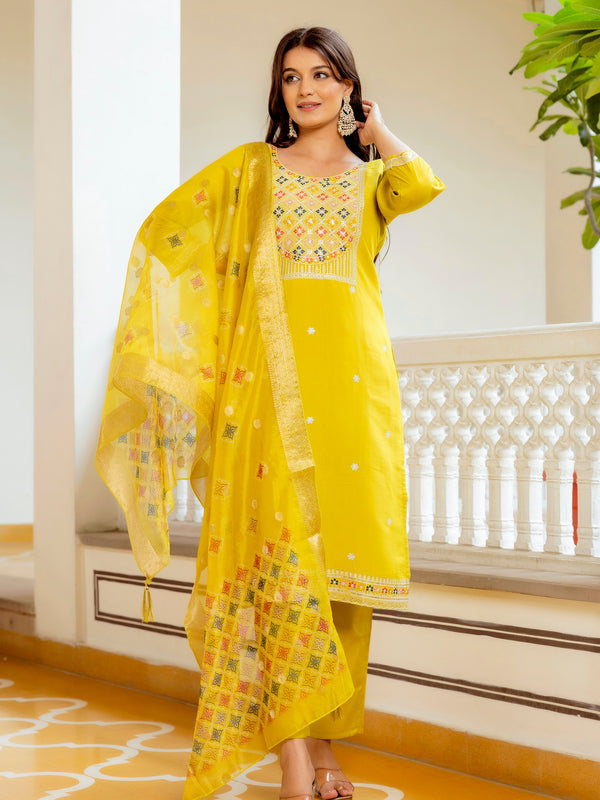Viscose Chanderi With Embroidery