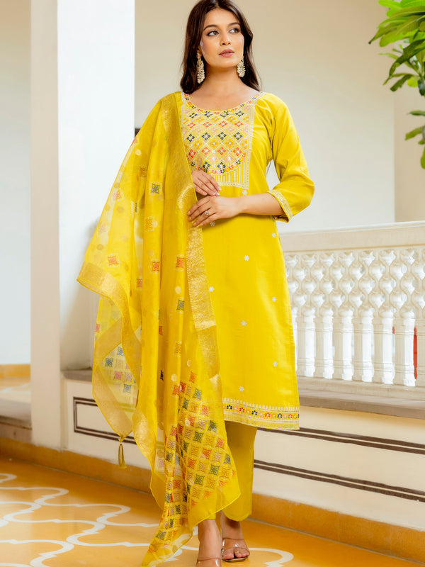Viscose Chanderi With Embroidery