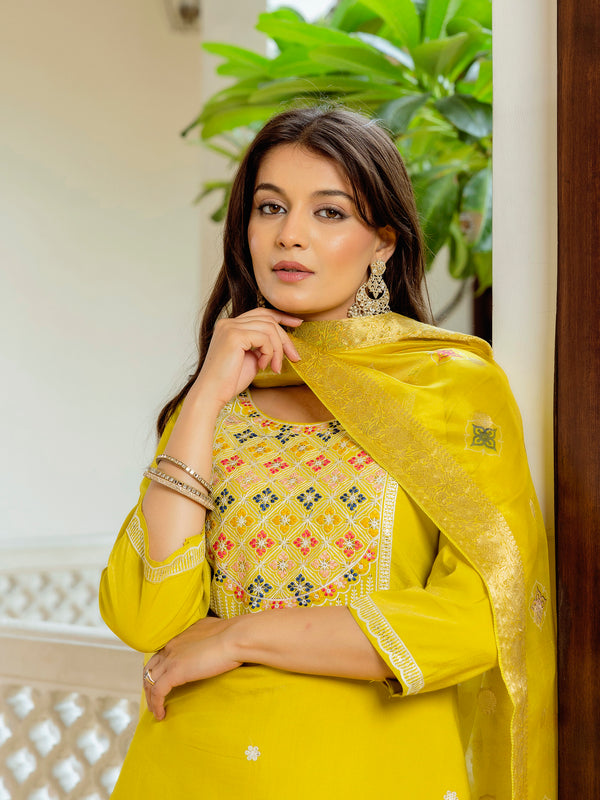 Viscose Chanderi With Embroidery