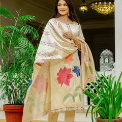 Viscose Assam Silk With Embroidery