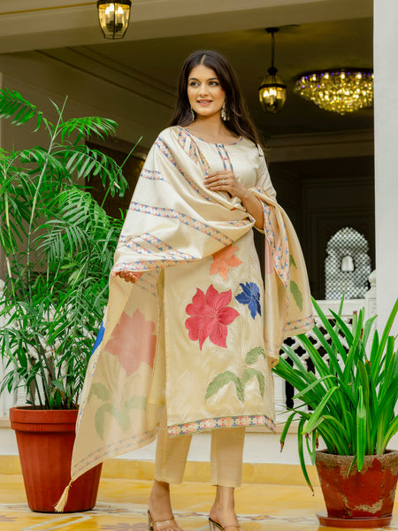 Viscose Assam Silk With Embroidery