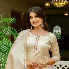 Viscose Assam Silk With Embroidery
