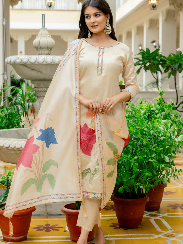 Viscose Assam Silk With Embroidery