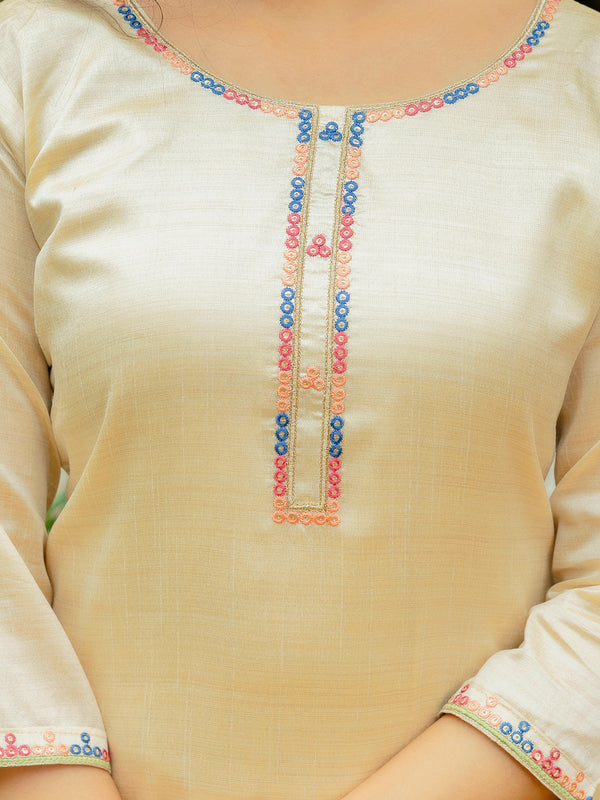 Viscose Assam Silk With Embroidery
