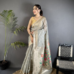 Paithani Heavy Tissue Saree with Mina Butti