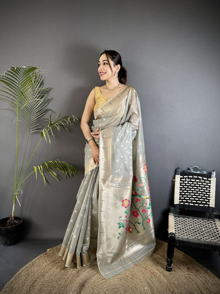 Paithani Heavy Tissue Saree with Mina Butti