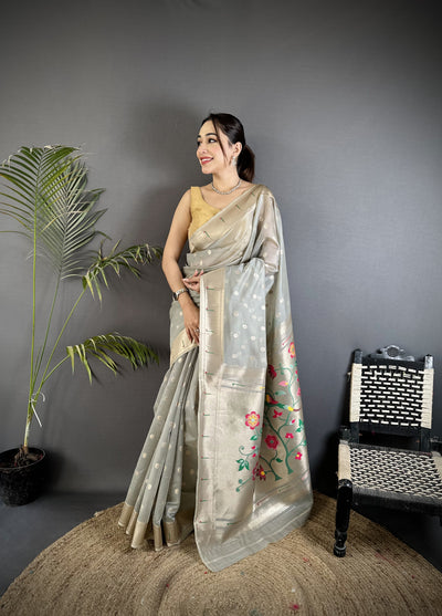 Paithani Heavy Tissue Saree with Mina Butti