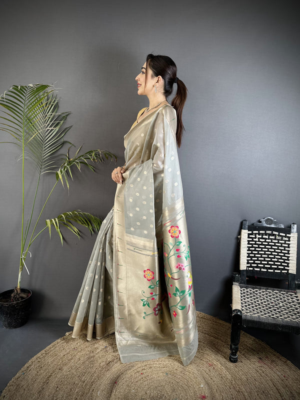 Paithani Heavy Tissue Saree with Mina Butti