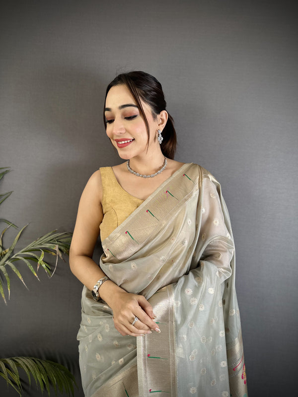 Paithani Heavy Tissue Saree with Mina Butti