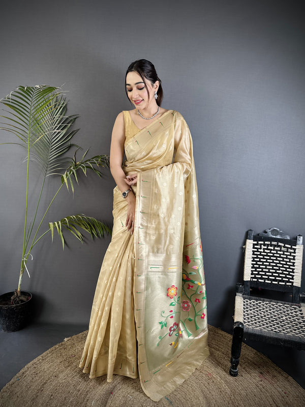 Paithani Heavy Tissue Saree with Mina Butti