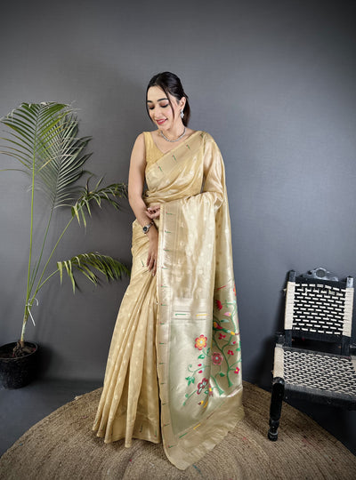 Paithani Heavy Tissue Saree with Mina Butti