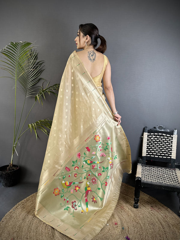 Paithani Heavy Tissue Saree with Mina Butti