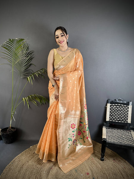 Paithani Heavy Tissue Saree with Mina Butti