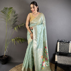 Paithani Heavy Tissue Saree with Mina Butti
