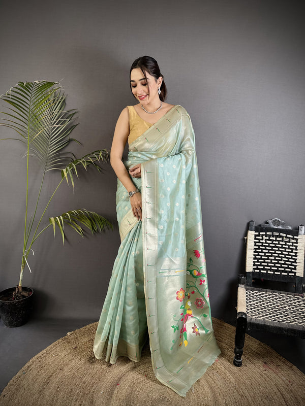 Paithani Heavy Tissue Saree with Mina Butti
