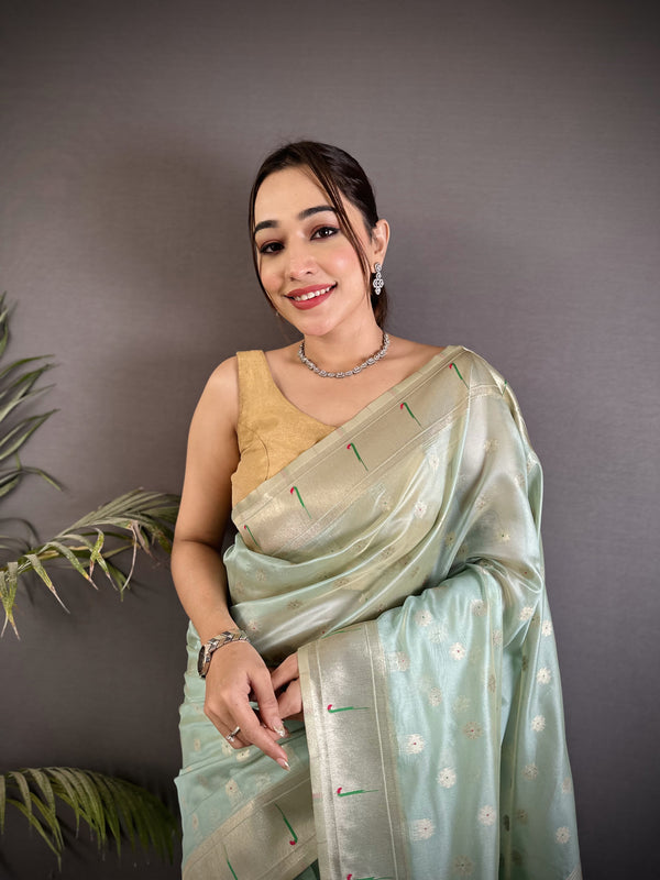 Paithani Heavy Tissue Saree with Mina Butti