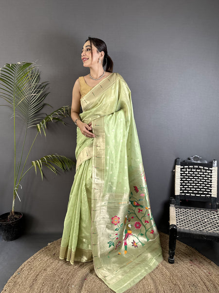 Paithani Heavy Tissue Saree with Mina Butti