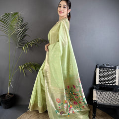 Paithani Heavy Tissue Saree with Mina Butti