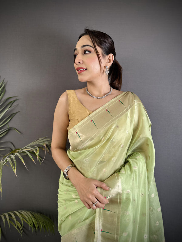 Paithani Heavy Tissue Saree with Mina Butti
