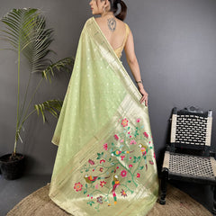 Paithani Heavy Tissue Saree with Mina Butti