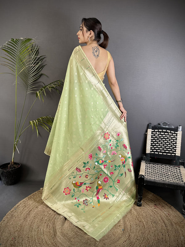 Paithani Heavy Tissue Saree with Mina Butti