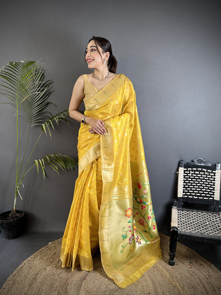 Paithani Heavy Tissue Saree with Mina Butti