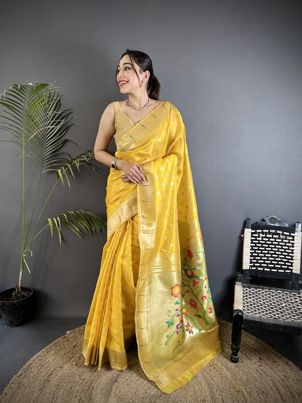 Paithani Heavy Tissue Saree with Mina Butti