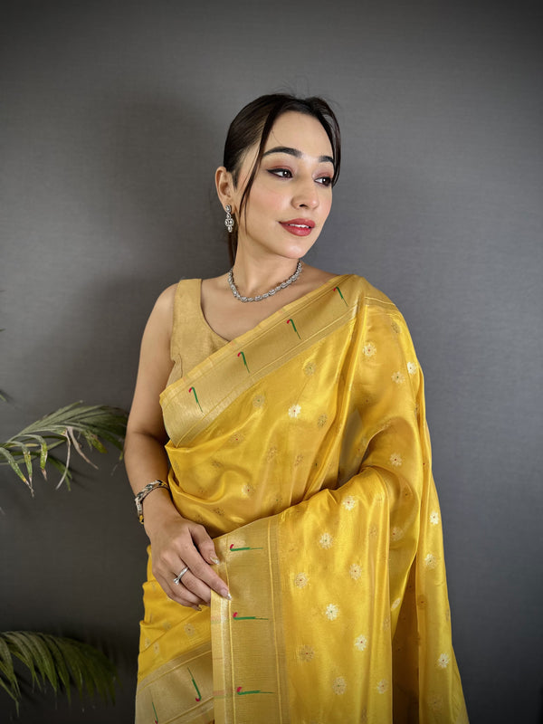 Paithani Heavy Tissue Saree with Mina Butti