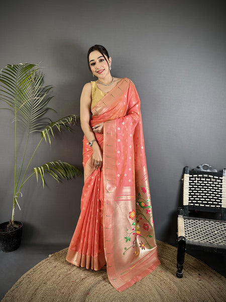 Paithani Heavy Tissue Saree with Mina Butti