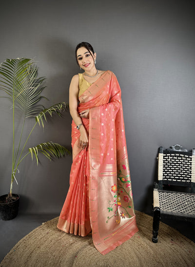 Paithani Heavy Tissue Saree with Mina Butti