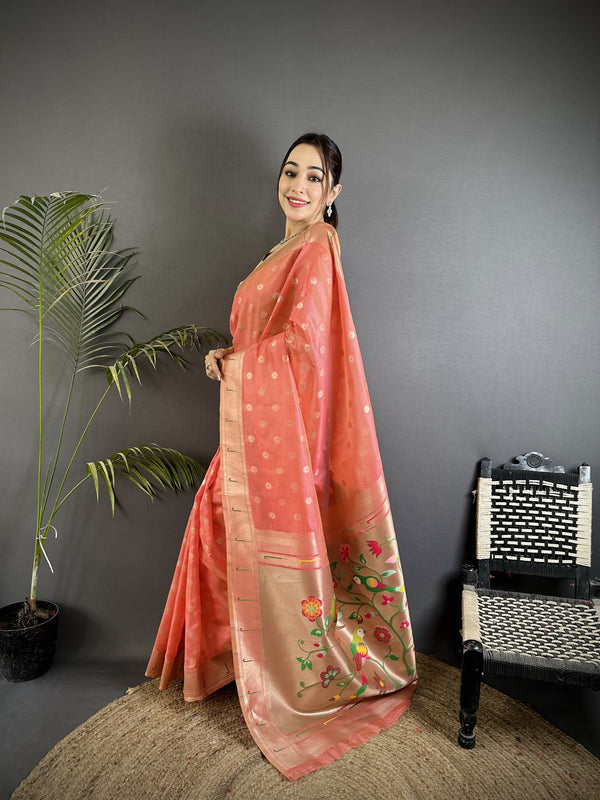 Paithani Heavy Tissue Saree with Mina Butti